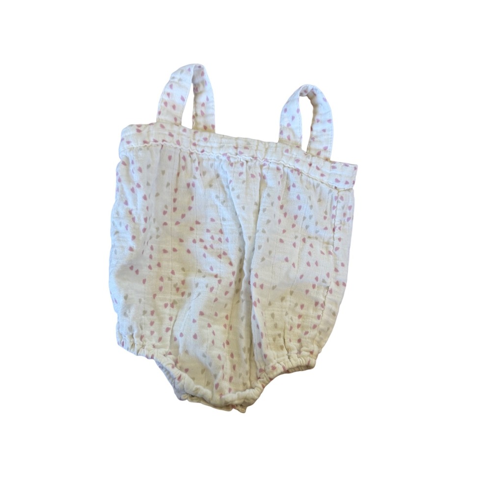 Aden + Anais Baby Girls Muslin Heart Print Romper Bubble One Piece 0-3 Months